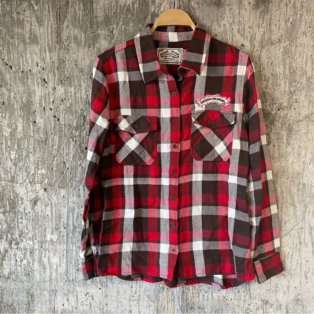 SIERRA NEVADA Men's Plaid Flannel Shirt Size M In Red